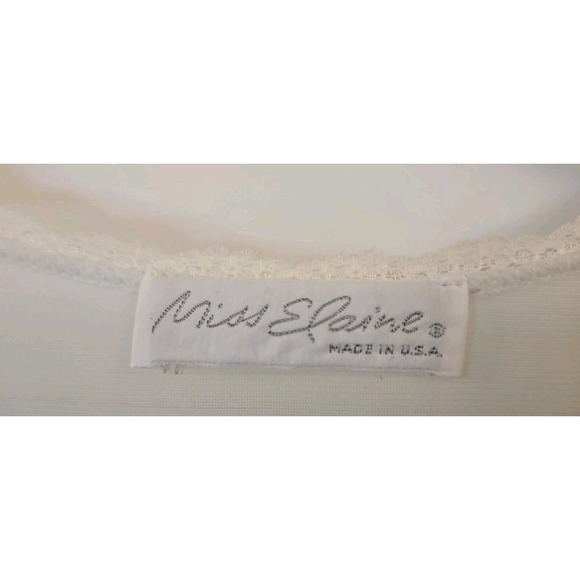 VTG Miss Elaine Soft Baby Blue Nylon Nightgown Embroidered Floral Neckline Large - Picture 4 of 11